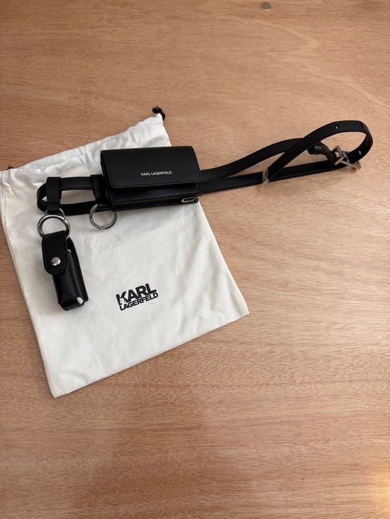 Karl Lagerfeld Black Leather Belt Bag with Logo & Wallet main image 7